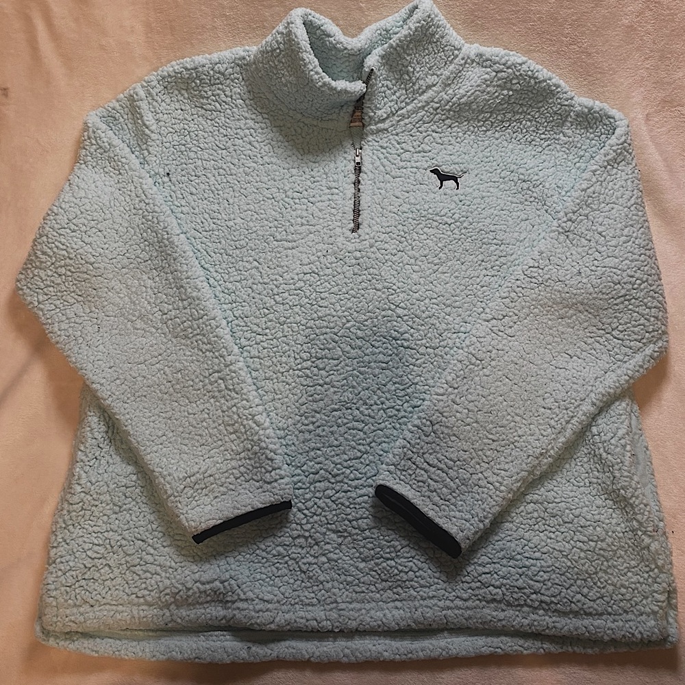 Large sea foam colored PINK Sherpa pullover.